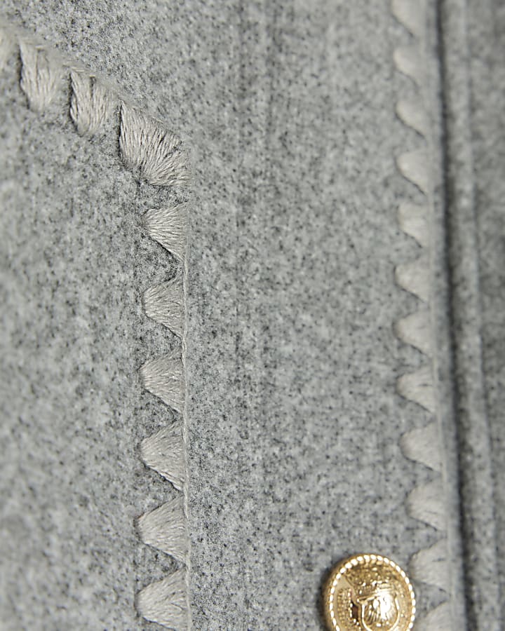 Grey stitch detail collared jacket