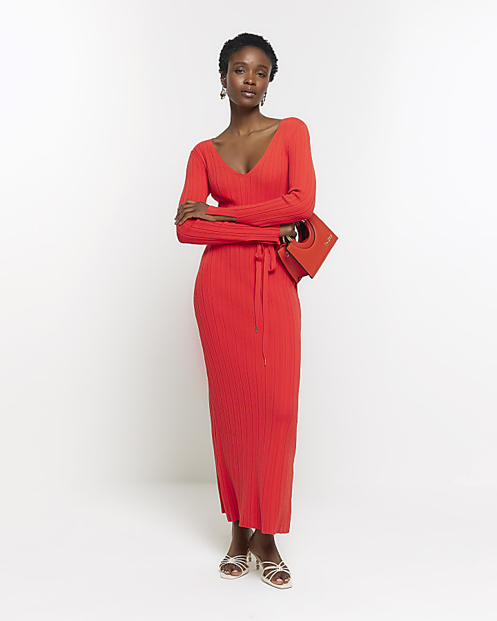 River island red dress on sale