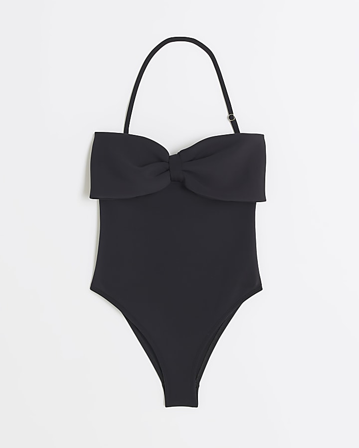 Black bow bandeau swimsuit