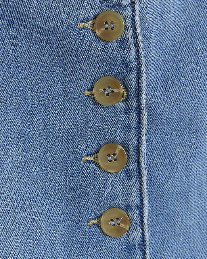 Blue button up denim waistcoat
