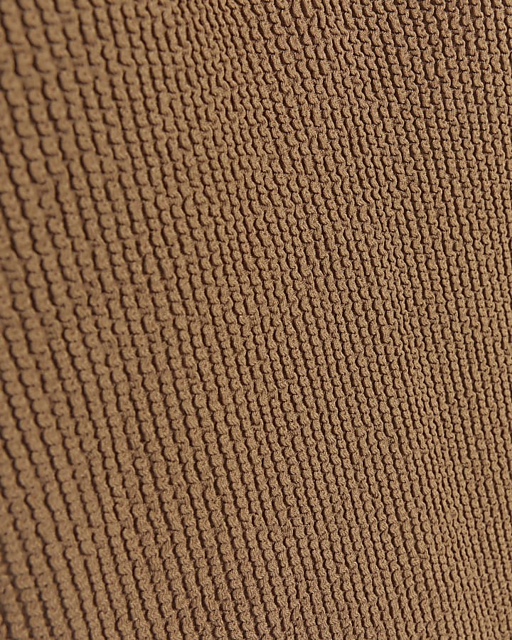 Beige textured whipstitch swimsuit