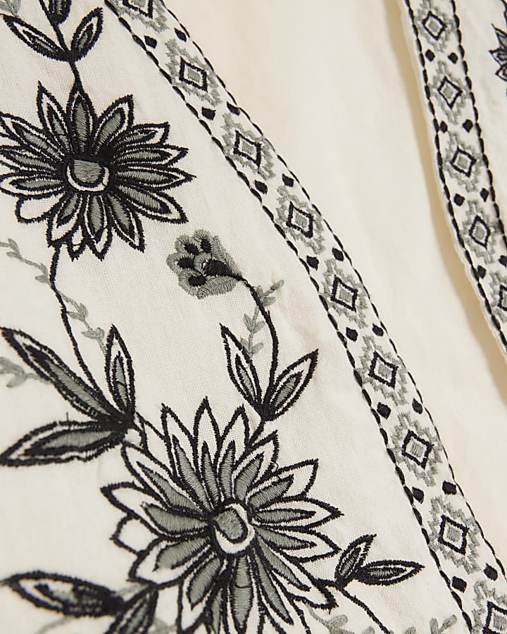 Petite Cream Embroidered Floral Waistcoat