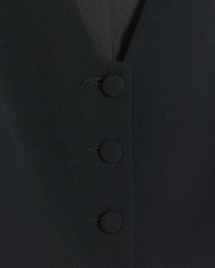 Black Button Front Clean Waistcoat