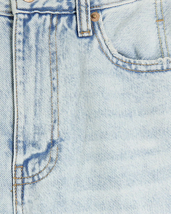 Blue high waisted relaxed straight fit jeans