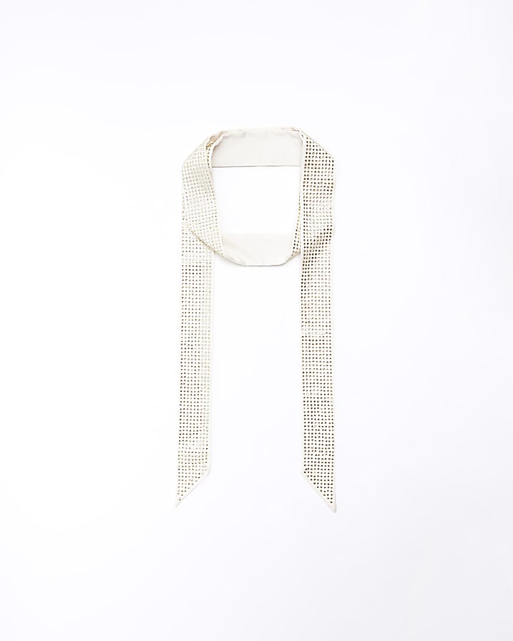 Cream satin diamante scarf