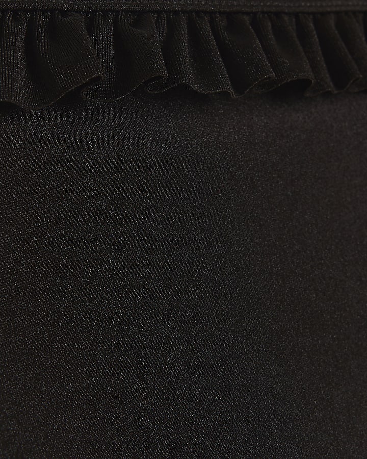 Black Frill Tie Side Bikini Bottoms
