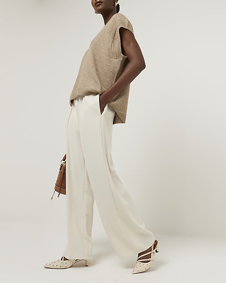 Brown Oversized Knit Tank Top