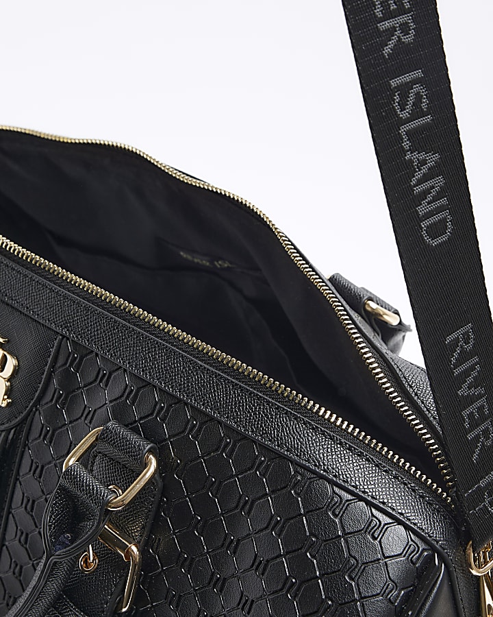 Black medium embossed RI monogram travel bag