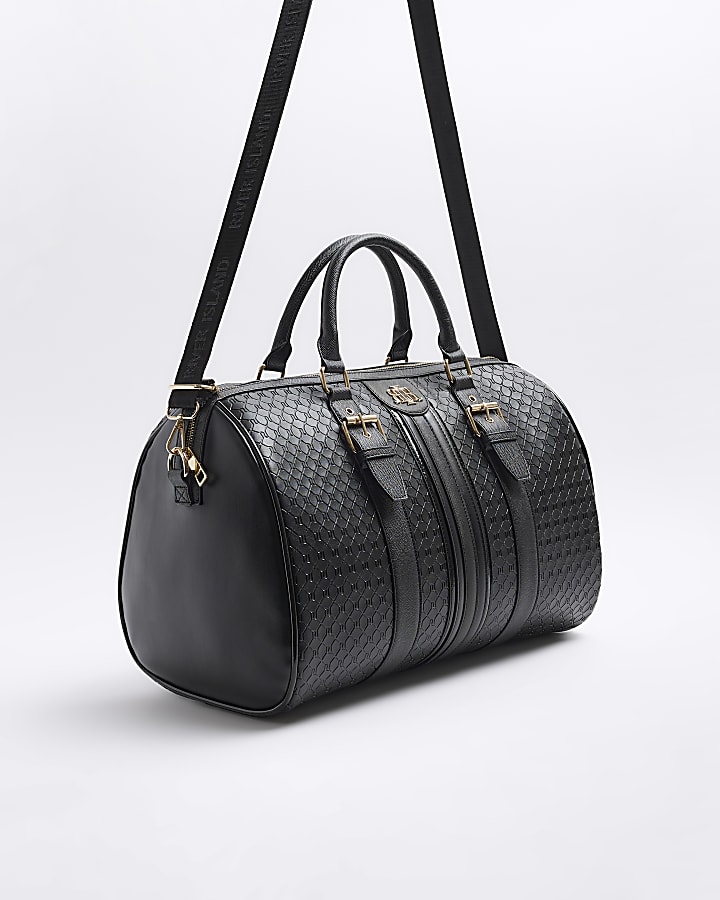 Black medium embossed RI monogram travel bag