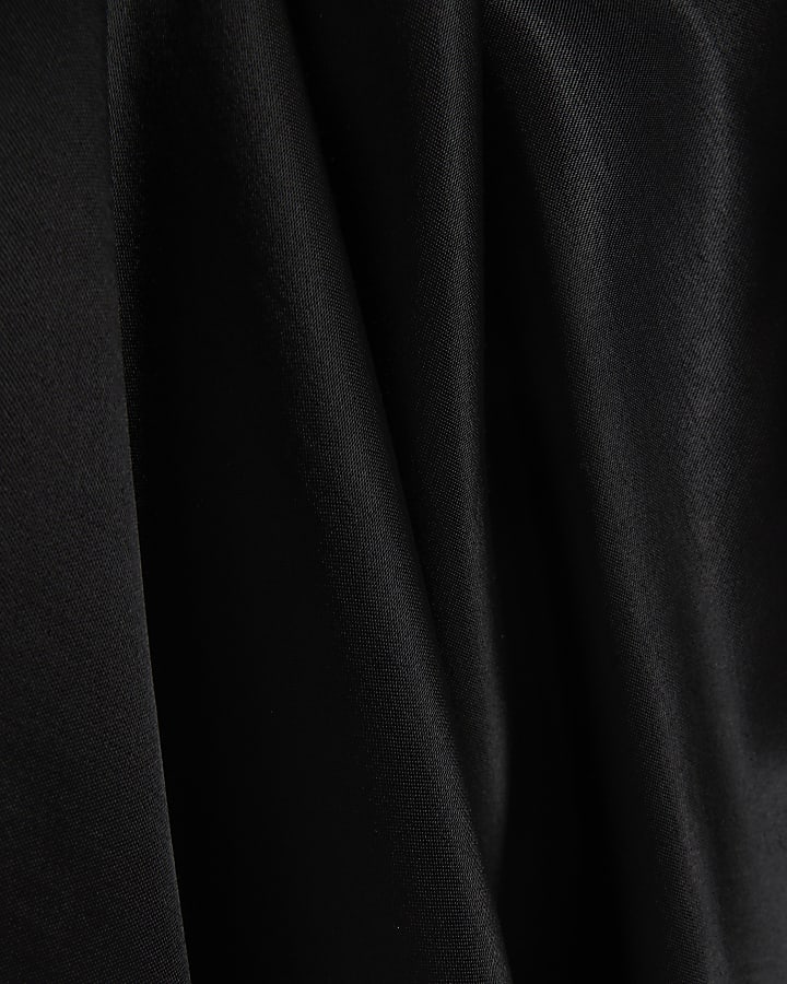 Black tie waist midi skirt