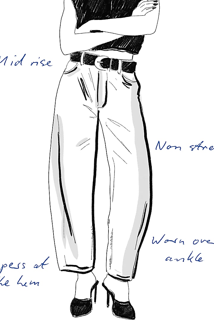 Blue high waisted barrel jeans