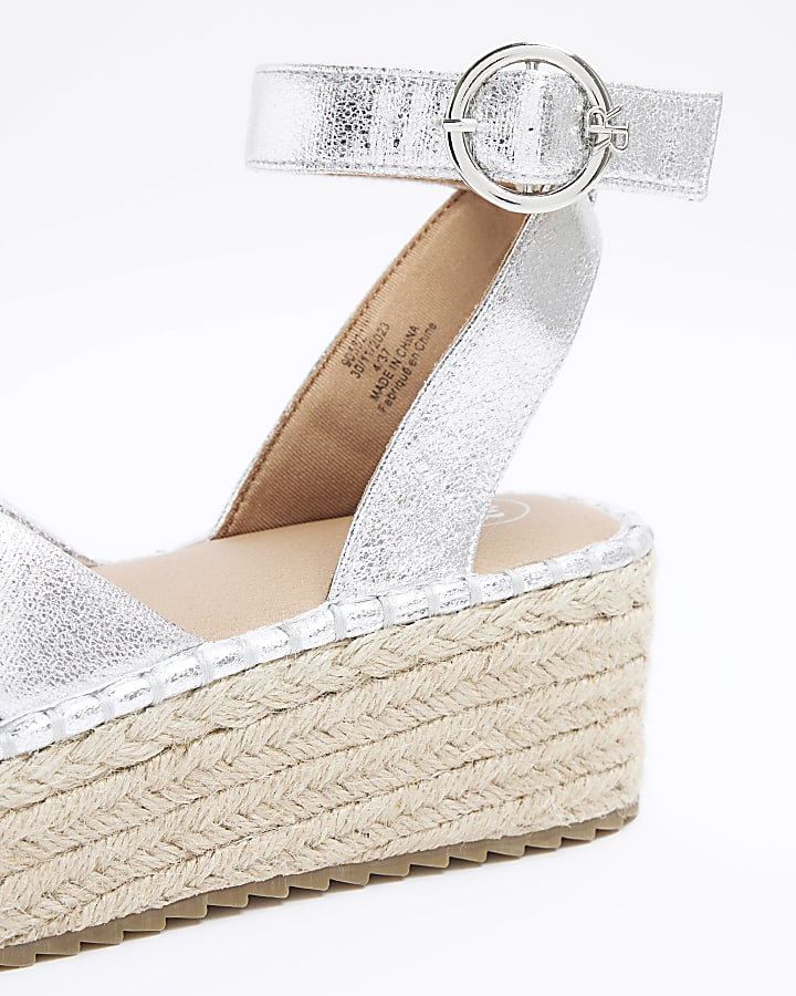 Silver Knot Flatform Espadrille Sandals