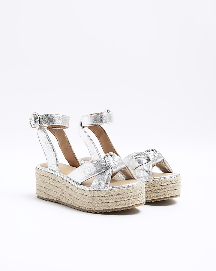 Silver Knot Flatform Espadrille Sandals