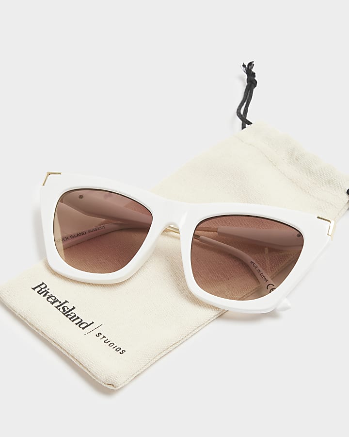 White pointed cateye sunglasses