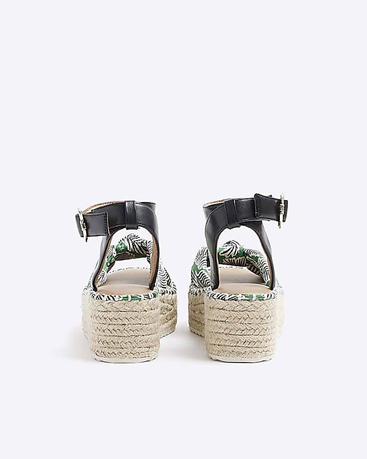 Green knot flatform espadrille sandals