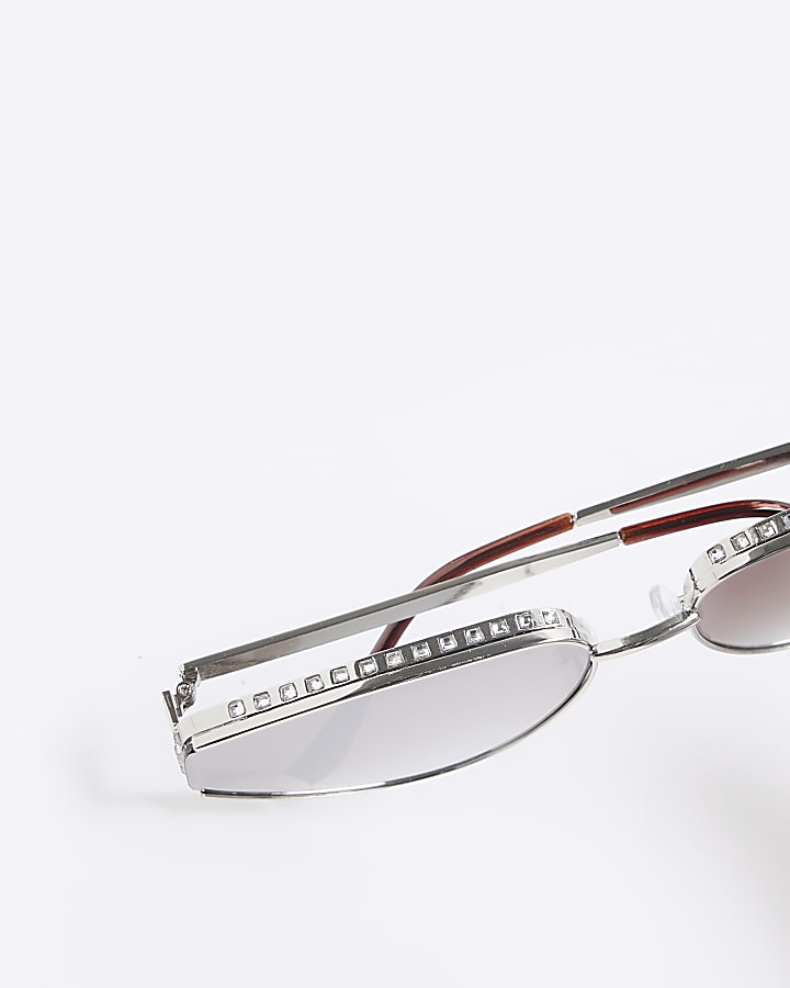 Silver diamante cateye sunglasses