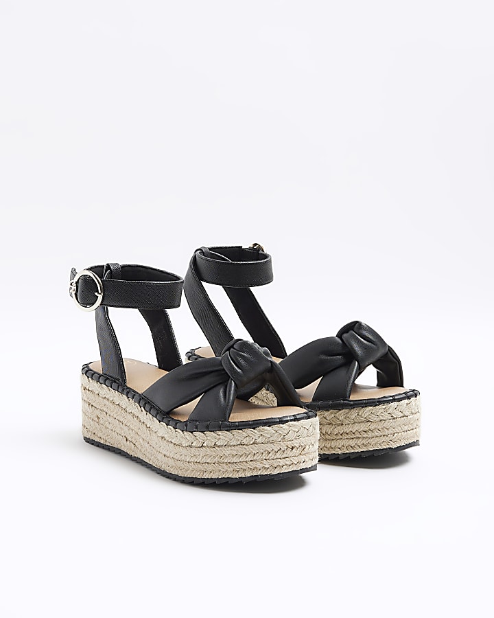 Black flatform espadrille sandals