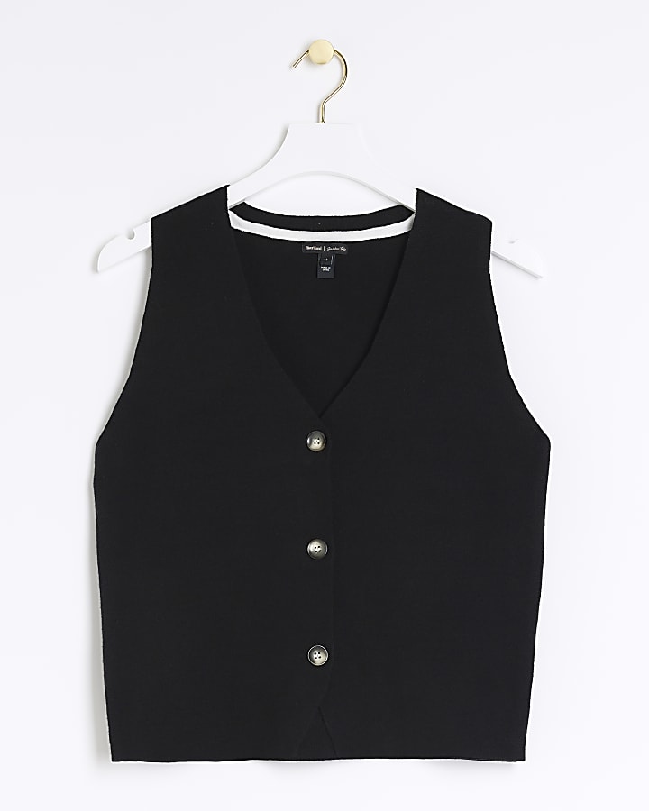 Black knit waistcoat