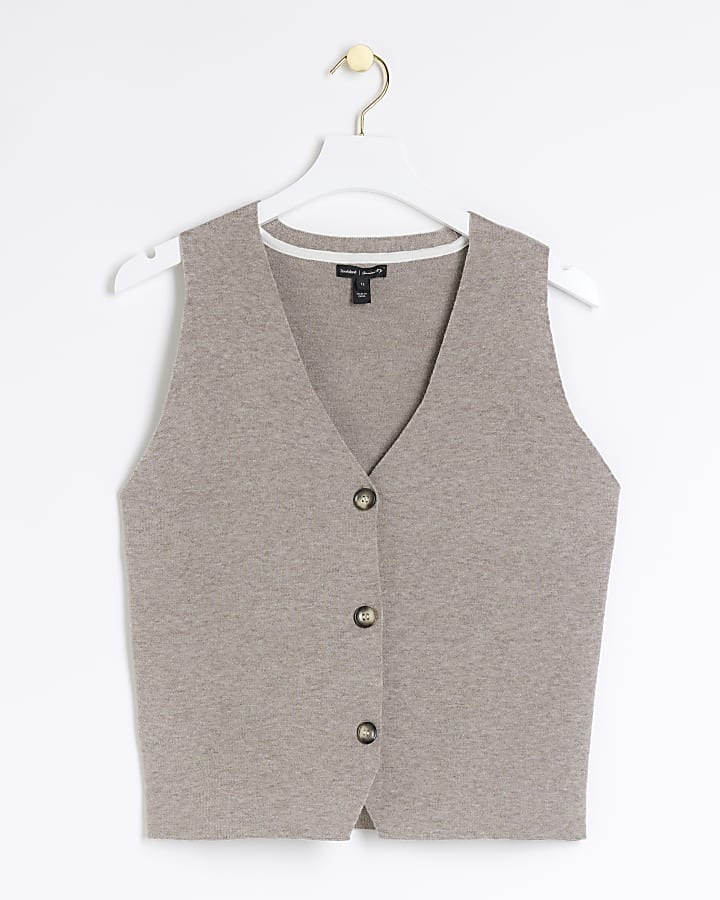 Beige knit waistcoat