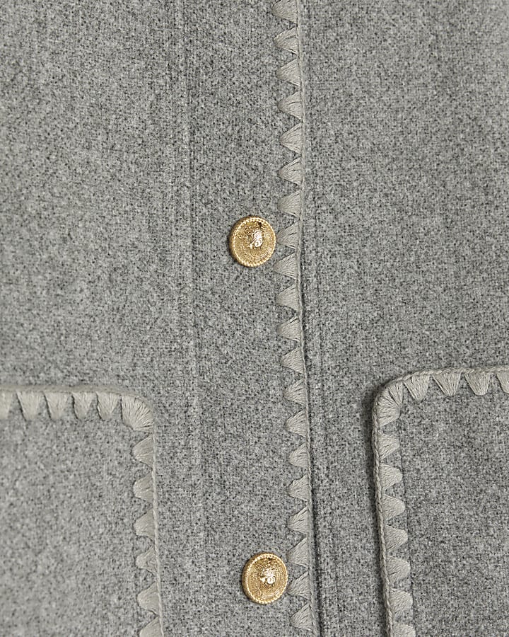 Petite grey stitch detail jacket