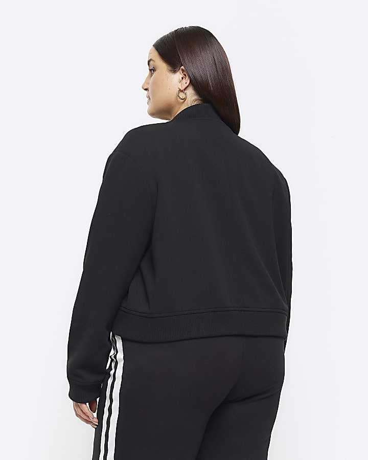 Plus black tailored crop bomber jacket