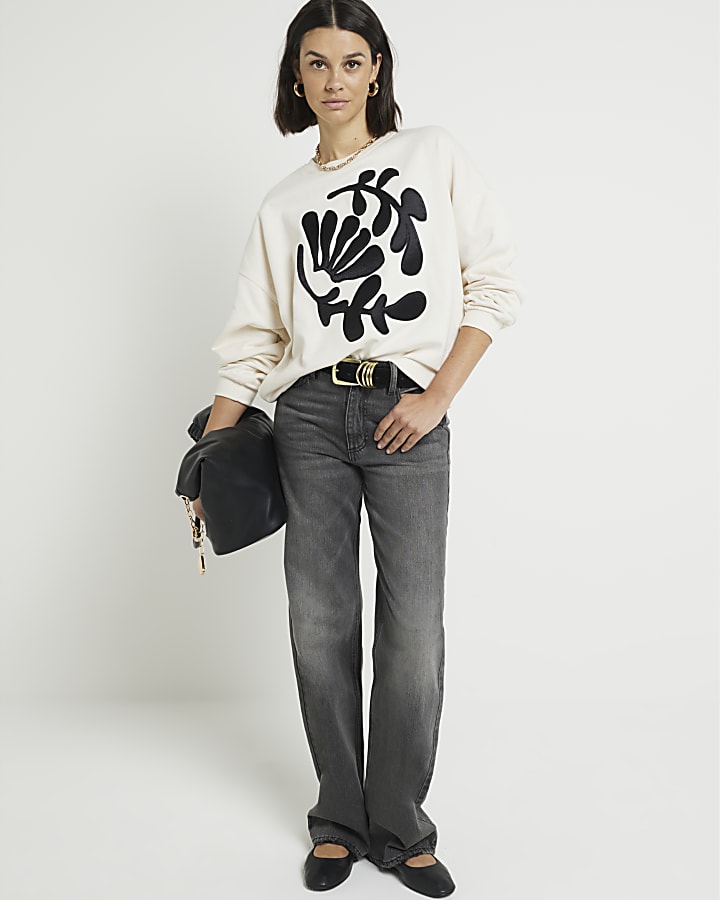 Cream flower sweatshirt