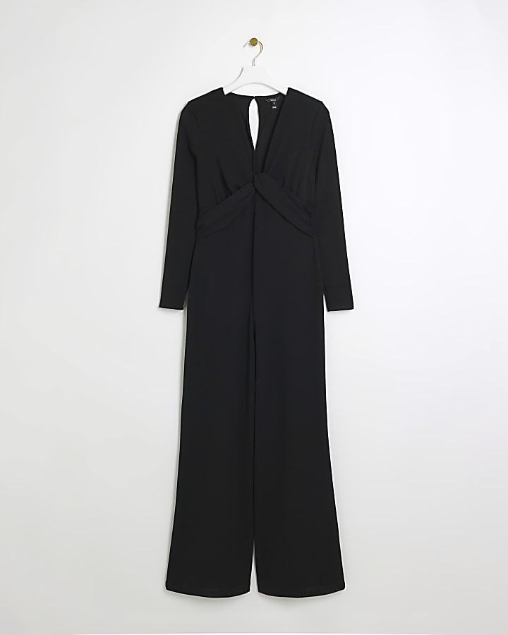 Black Twist Front Jumpsuit