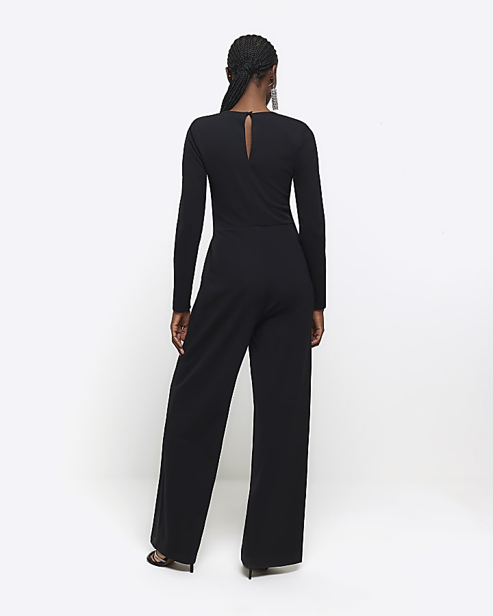 Black Twist Front Jumpsuit