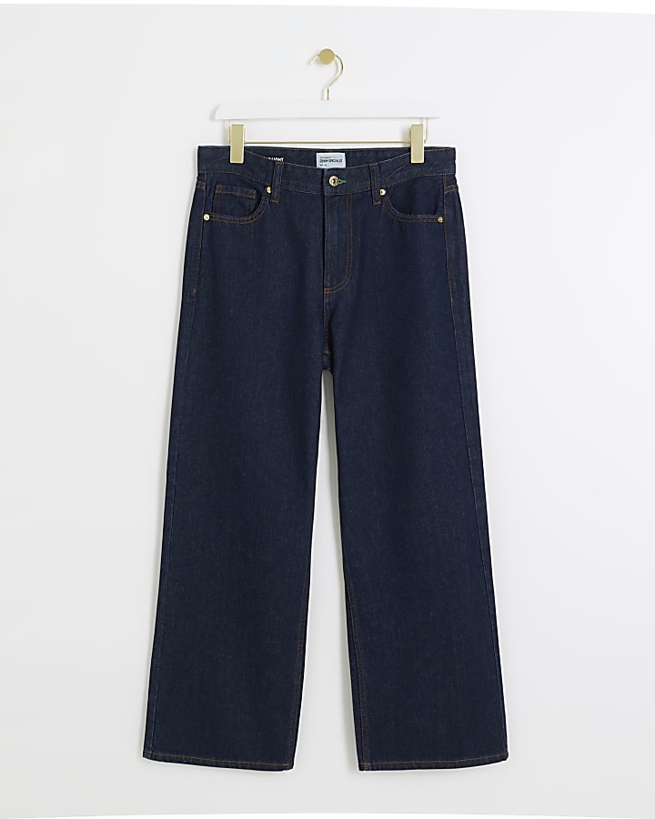 Petite blue high waisted straight jeans