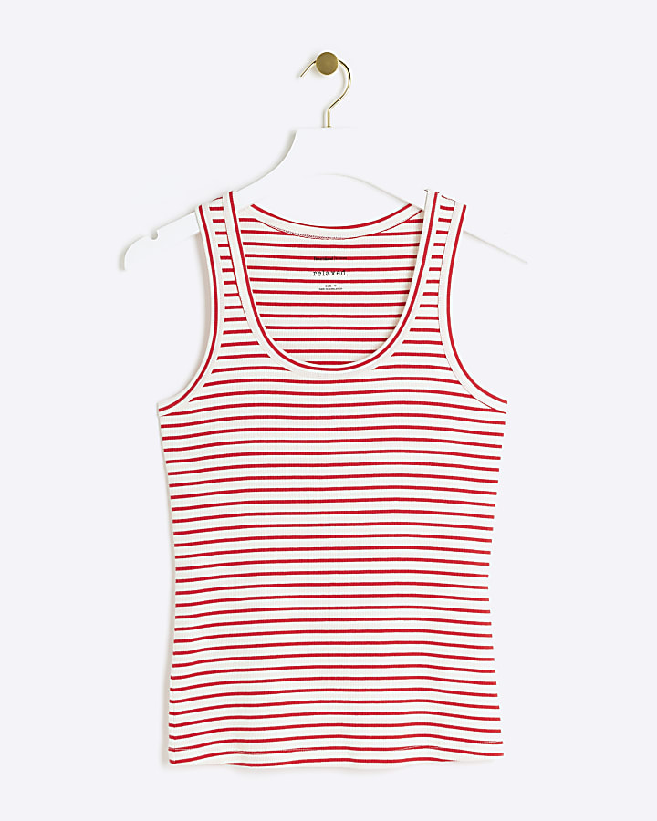 Red Stripe Scoop Neck Vest Top