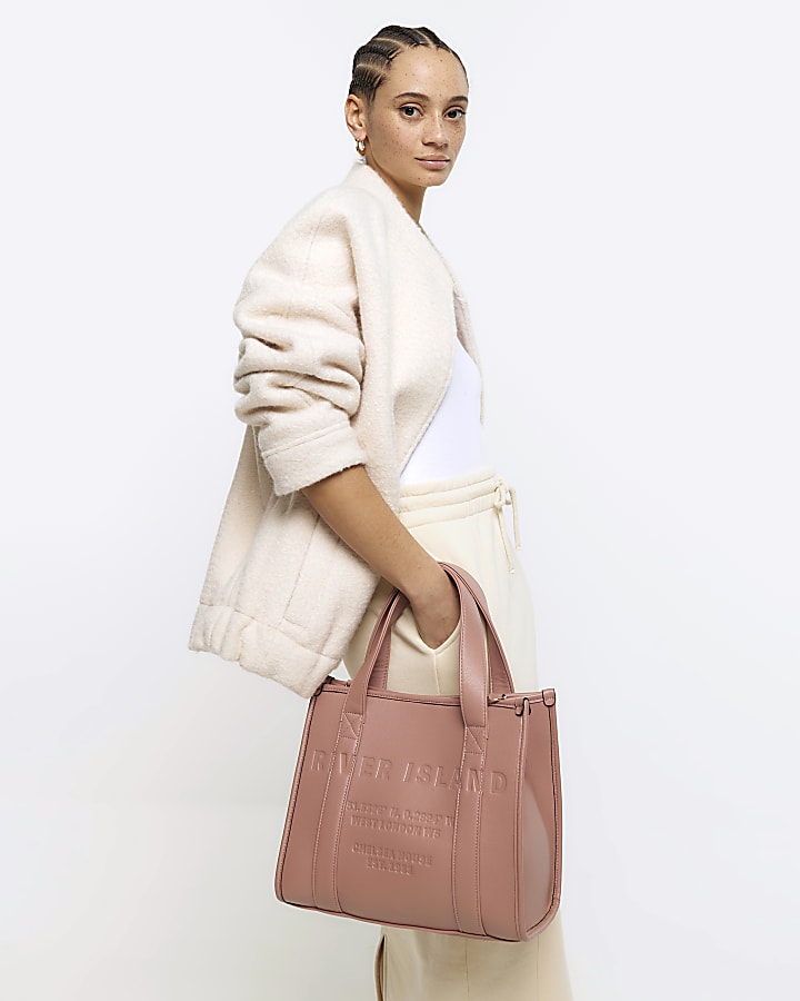 River island pink tote bag on sale