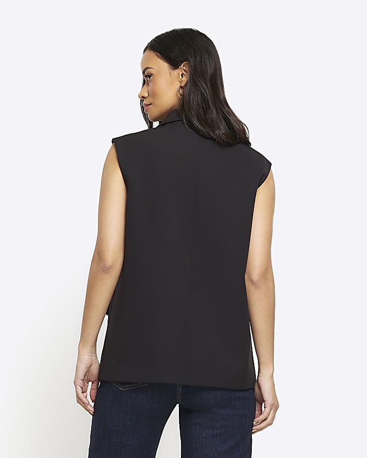 Black collar V-neck waistcoat