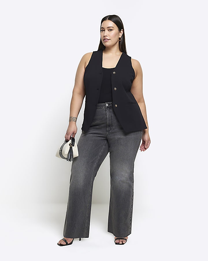 Plus black high waisted straight jeans