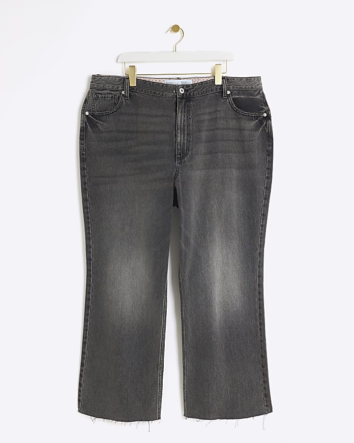 Plus black high waisted straight jeans