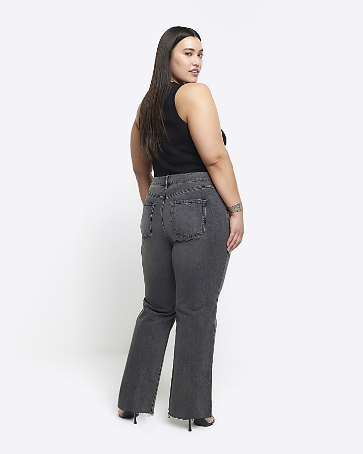 Plus black high waisted straight jeans