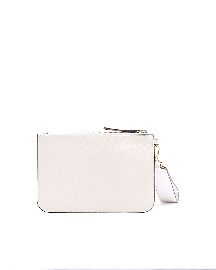 White leather embellished pouchette bag