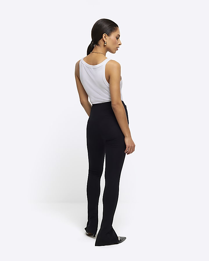 Petite black zip hem leggings