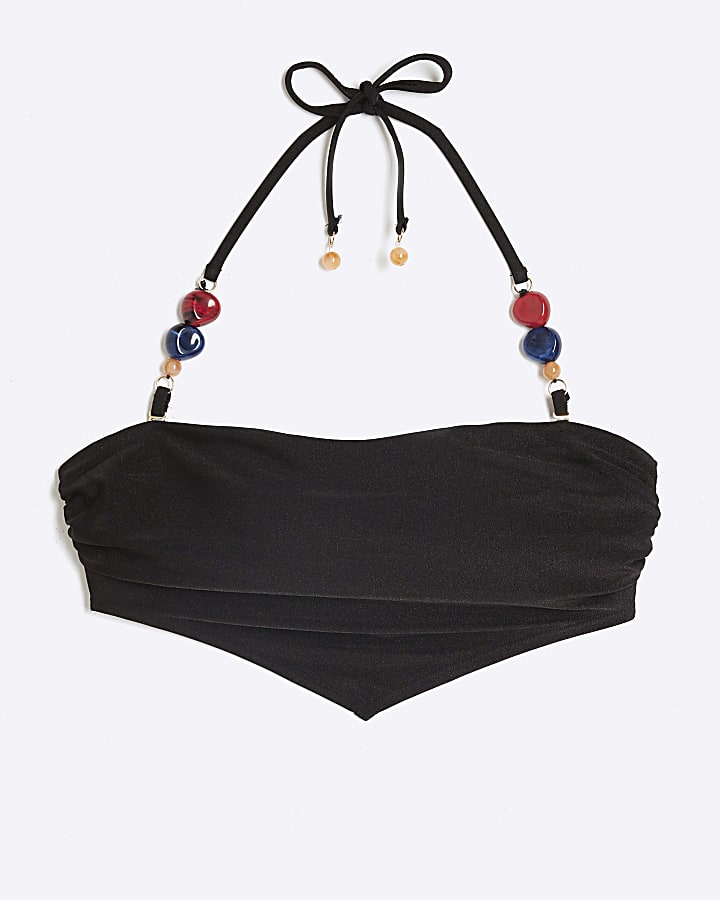 Black bandeau scarf bikini top