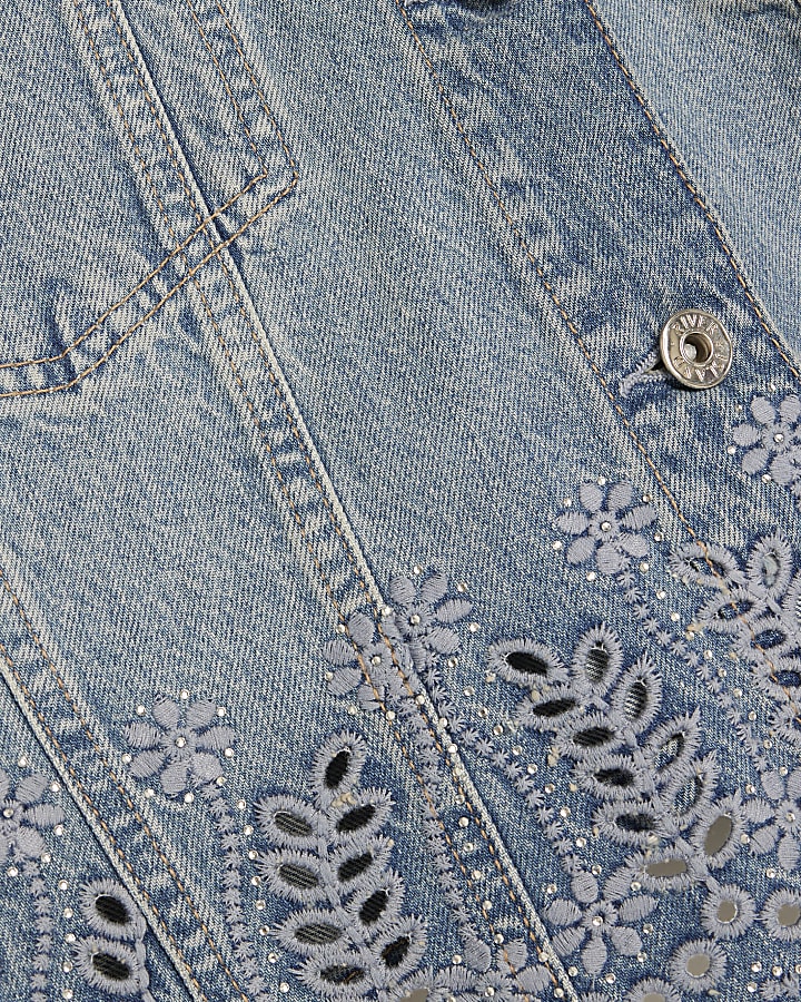 Blue broderie denim jacket