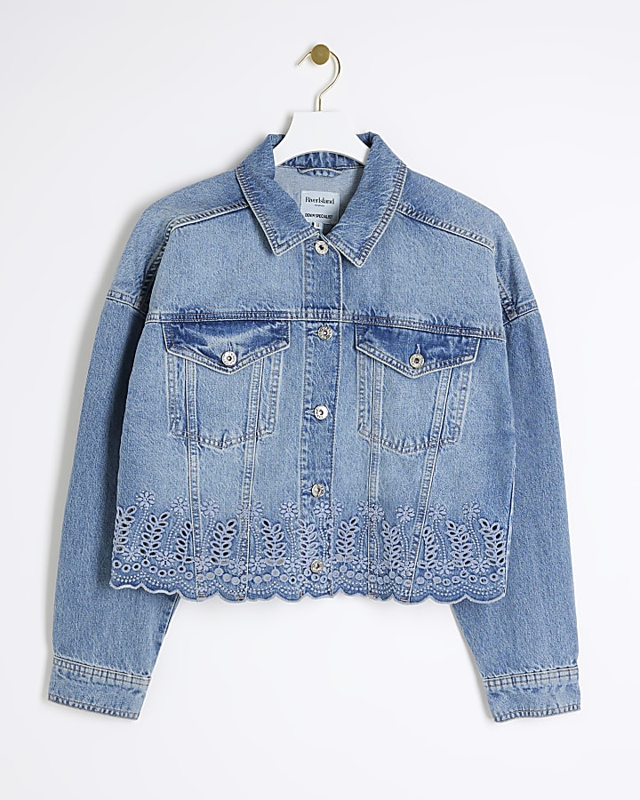 Blue broderie denim jacket