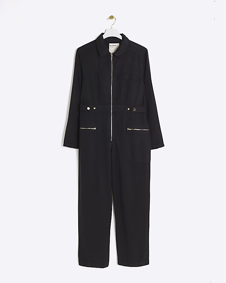 Black zip up jumpsuit