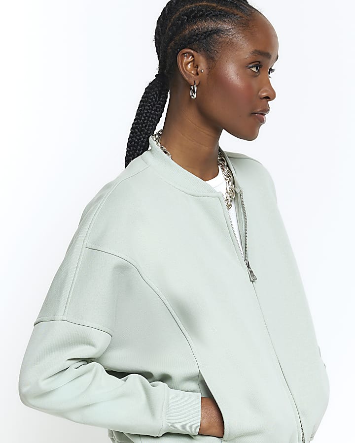Light Green zip up bomber sweatshirt