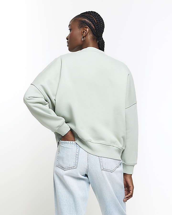 Light Green zip up bomber sweatshirt