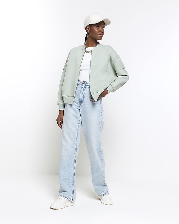 Light Green zip up bomber sweatshirt