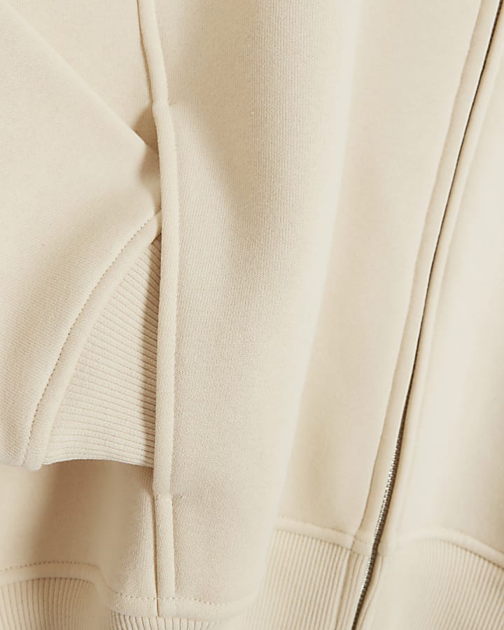 Cream zip up bomber sweatshirt