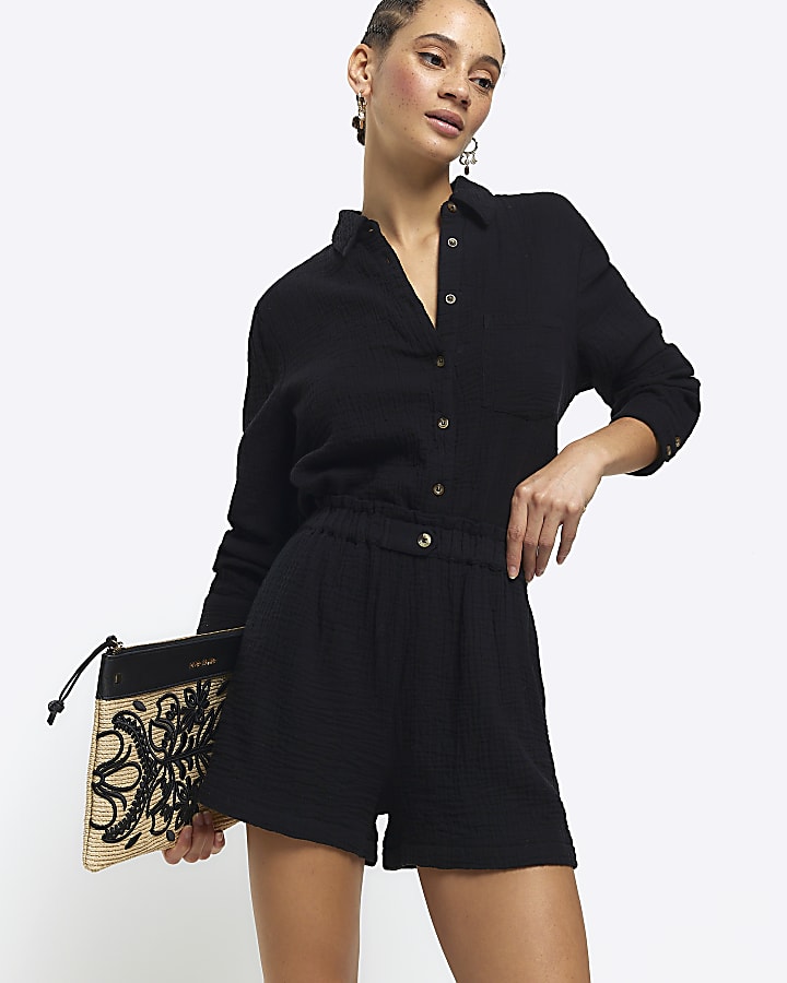 Black elasticated shorts