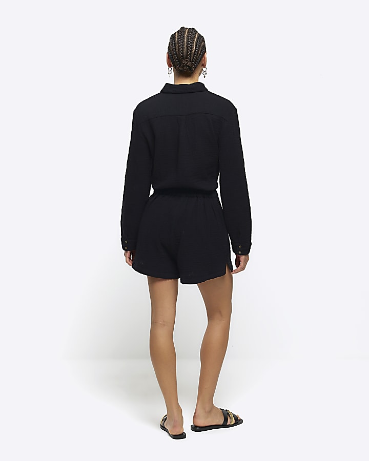 Black elasticated shorts