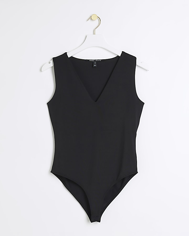 Black V neck bodysuit