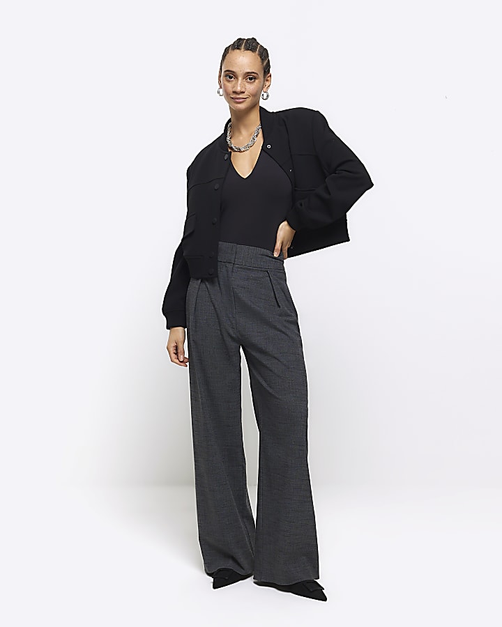 Black V neck bodysuit