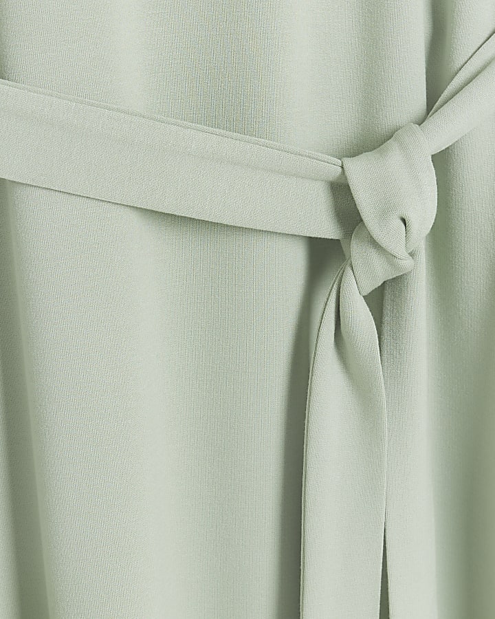 Light Green tie waist sweatshirt midi dress